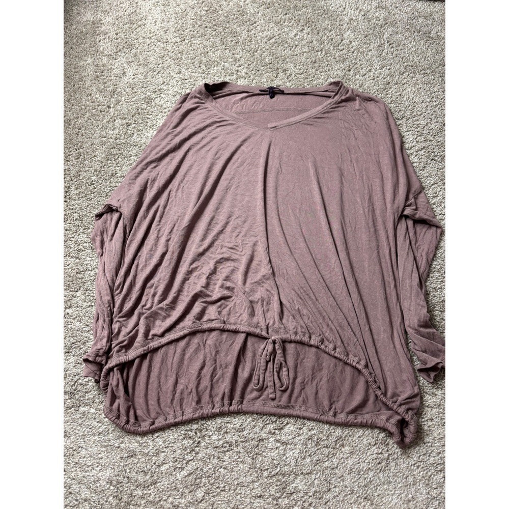 Olivia Sky Womens 3X Mauve Purple V-Neck Drawstring Hem Long Sleeve Top ME469